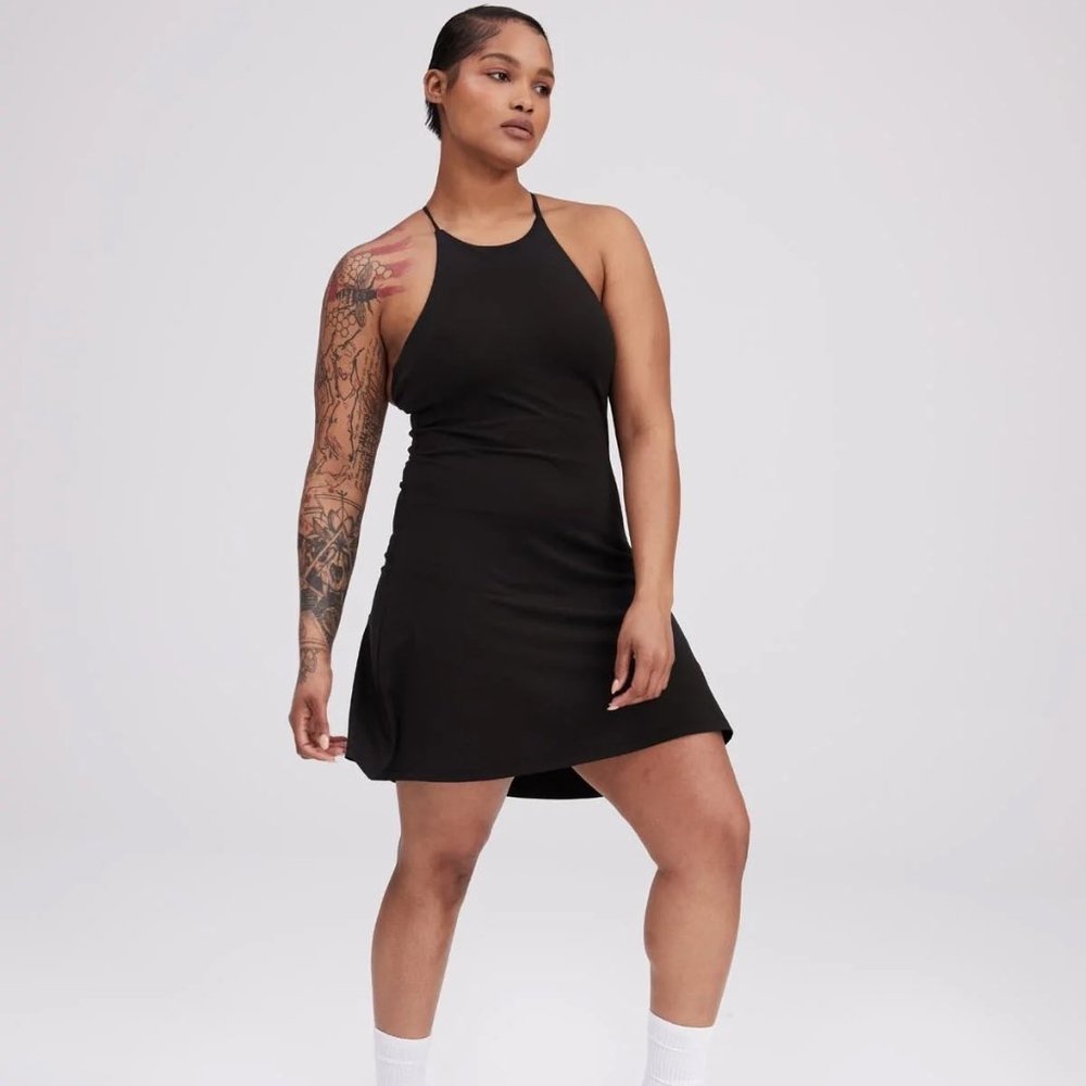 Girlfriend Collective Black Naomi Workout Dress